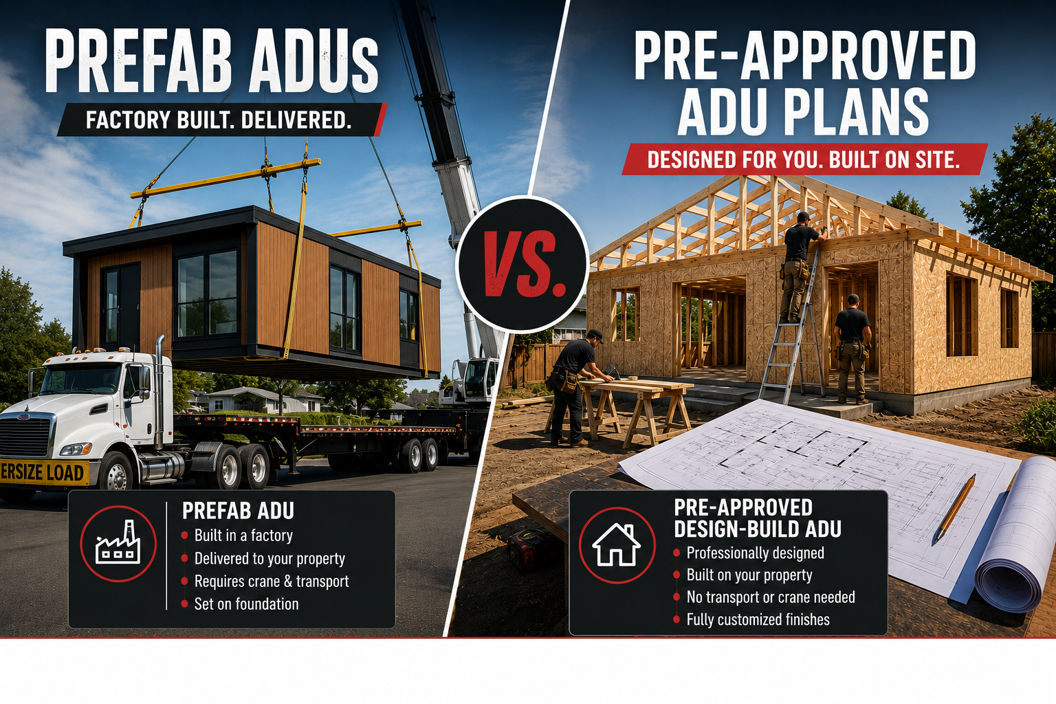Pre-fab ADU vs County Pre-approved ADU Design plans