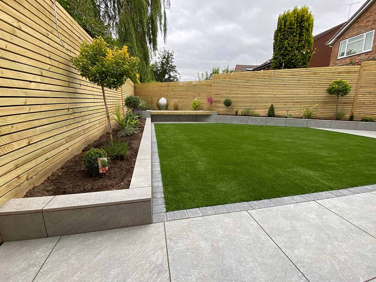 Stamped concrete driveway with clean lines